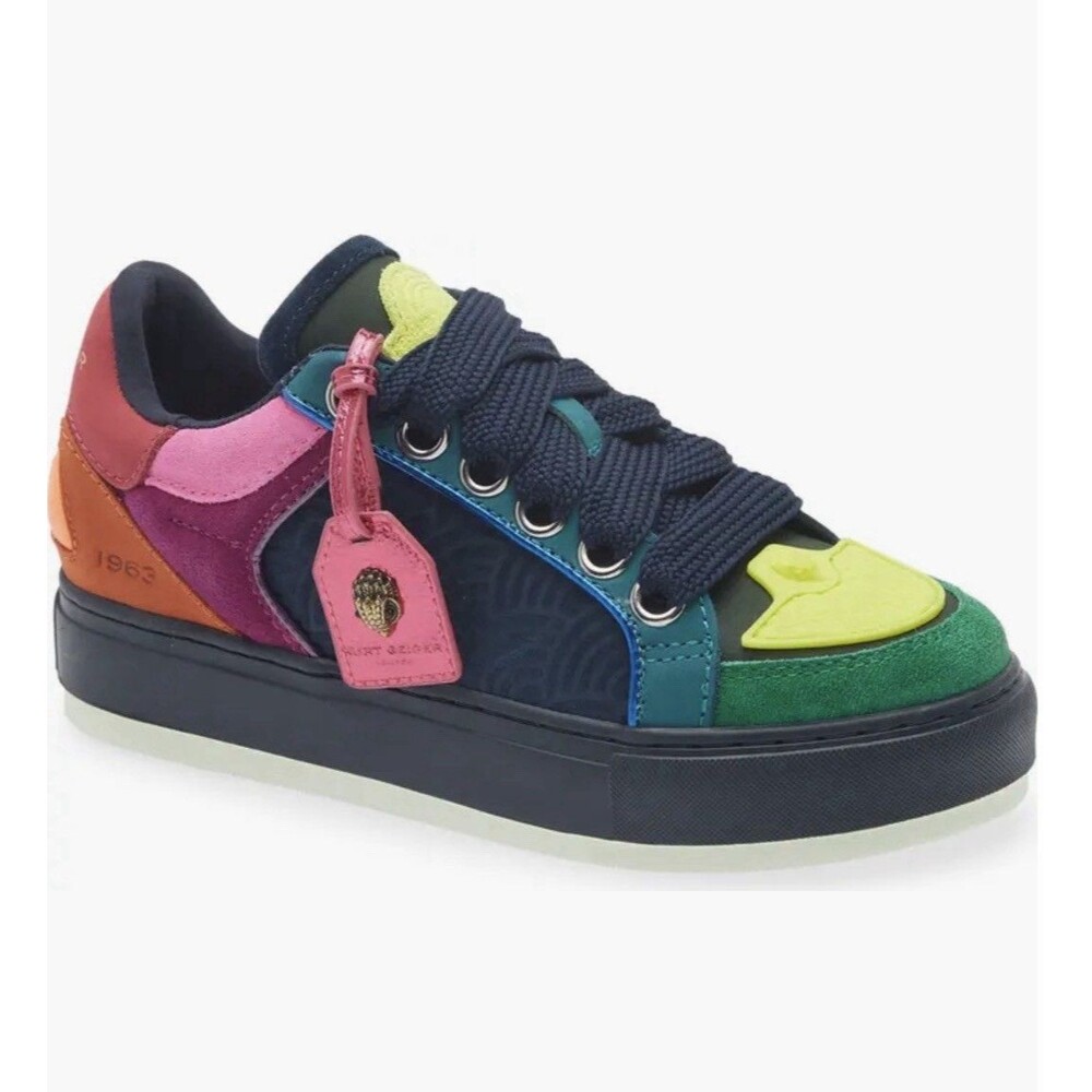 Kurt Geiger London Southbank Tag Suede Platform Sneakers Womens Size US 6.5 NEW